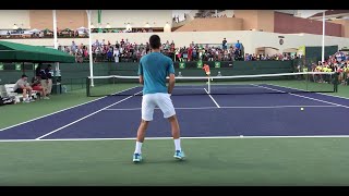 Novak Djokovic amp Ernesto Escobedo  IW Practice 31117 Court Level 60fps [upl. by Einneg668]