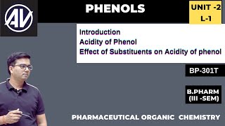 Phenols B pharm III rd Sem BP301 Acidity of phenol [upl. by Torin]