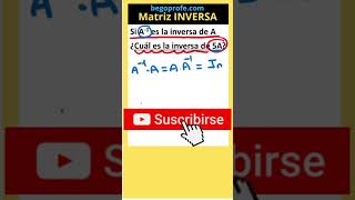 ¿Cuál es la inversa de 5A Explicación rápida de matrices inversas begoprofe matemática matefacil [upl. by Artimed]