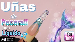 UÑAS de PECERA con LÍQUIDOAQUARIUM NAILS 💅🏻🐠💦 NUNCA FUE TAN FÁCIL [upl. by Eilyab296]