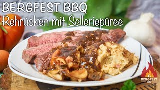 🔥 Rehrücken an Rotweinsauce und einem feinen Selleriepüree vom Grill BERGFESTBBQ 🔥 [upl. by Leyes648]