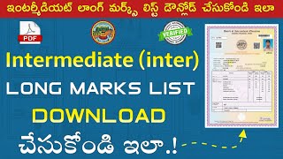 Not Working  How to Download intermediate Long MarksList in Telugu  inter Long Marks Memo  memo [upl. by Hatokad821]