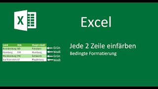 Excel Jede zweite Zeile farblich hinterlegen  Bedingte Formatierung  ohne Macro  VBA [upl. by Laeahcim]