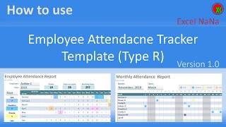 FREE Template Employee Attendance Tracking Type R version 10  บันทึกการทำงานแบบช่วง [upl. by Clayborne]