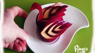 Intaglio della frutta  Tutorial  Una mela che diventa cigno [upl. by Kcirnek]