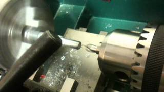 Using center drill to start a hole in an aluminum rod [upl. by Mcadams]