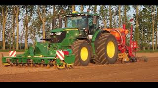 semis de pois avec lETA Pocholle et leur herriau turbosem attelé au john deere 6215r [upl. by Greenebaum437]