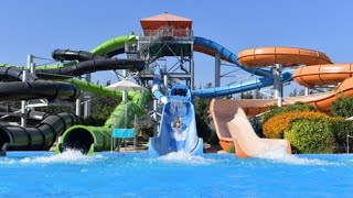 Waterslides at Fasouri Watermania Waterpark Limassol Cyprus [upl. by Thagard]