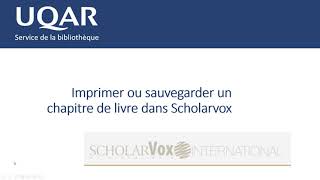 Imprimer ou sauvegarder un chapitre de livre dans Scholarvox [upl. by Zilevi]