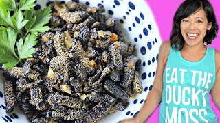 How to Cook MOPANE WORMS  Emperor Moth Caterpillar Recipe [upl. by Jowett]