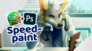 SAI  PHOTOSHOP SPEEDPAINT Dogtor Bandalito Furry OC Commission [upl. by Bobbee]