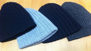 Обзор вязаных шапок  Мужские шапки  Шапки спицами  knitting hat review [upl. by Hyde225]