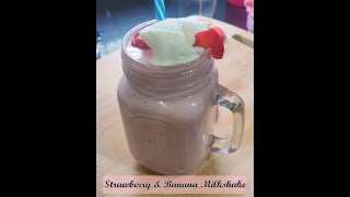 Strawberry Shake  Strawberry amp Banana Milkshake  Recipe by The Rolling Pin  WINTER SPECIAL [upl. by Eillit]