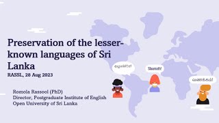 Preservation of the Lesserknown Languages of Sri Lanka  Dr Romola Rassool [upl. by Burkhart]