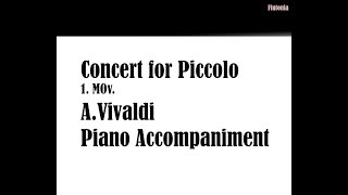 1Mov Piccolo concertoAVivaldi Piano accompanimentPlay along Tempo 120 bpm [upl. by Beshore]