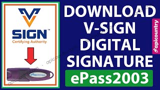 Download Vsign Digital Signature into ePass2003auto Token  Hindi [upl. by Ricca]