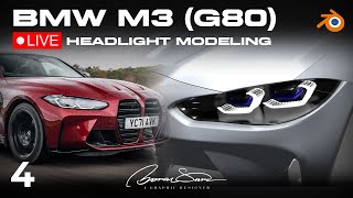 Blender Car Headlight Modeling  Part 4  BMW M3 Competition xDrive G80 [upl. by Shandee925]