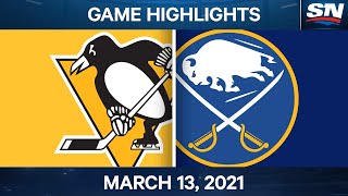 NHL Game Highlights  Penguins vs Sabres – Mar 13 2021 [upl. by Malinde]