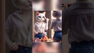 Kittens do makeup cat catlover kitten catshorts cute cattales catstoys ai smartcat [upl. by Ocinom]