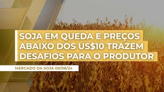 Soja em queda e preços abaixo dos US10bushel em Chicago traz cenário desafiador para o produtor [upl. by Romalda]