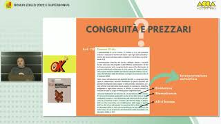 Bonus edilizia e asseverazione congruità dei prezzi estratto webinar 30 dicembre 2021 [upl. by Nareht]