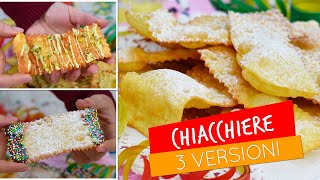 Chiacchiere di Carnevale super bollose e croccanti  Ricetta e tre idee per decorarle [upl. by Aicyla209]