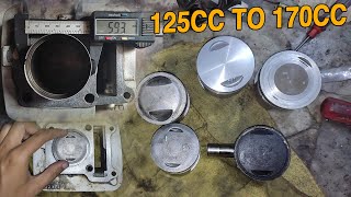 170cc  160cc Yamaha Ybr 125 Engine Modification  Big piston install [upl. by Aimak230]