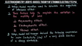 DebyeHuckel theory of stronge electrolyte P14 CHEMECLASS KNOWLEDGE INFINITE 963 [upl. by Artemis]