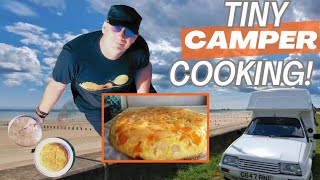 Cooking on Wheels Spanish Tortilla in a tiny Citroen camper by the sea [upl. by Ziladnerb]