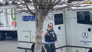 VIKING LOOKING BRINKS SECURITY GUARD ACTS AS IF HES NEVER SEEN A CAMERA BEFORE [upl. by Rayburn723]