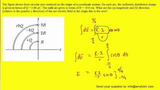 The figure shows three circular arcs centered at the origin of a coordinate system [upl. by Aicilla]