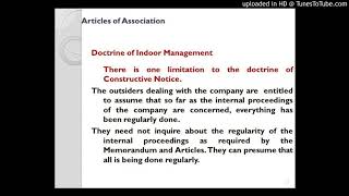 LLB Company Law  Doctrine of Indoor management [upl. by Nylorac]