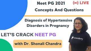 Diagnosis of Hypertensive Disorders in Pregnancy  Target NEET PG 2021  Dr Shonali Chandra [upl. by Ynatil]