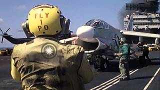 United States Navy A7E aircraft takes off aboard super carrier Kitty Hawk in PacHD Stock Footage [upl. by Jem53]