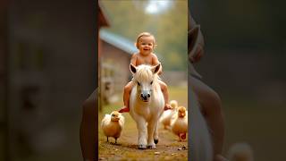 Dhink Chika 🍏🥰 cute baby animals riding videos shorts viralvideo trandingshorts shortvideo [upl. by Harwin41]