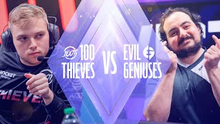 100 vs EG  Game 1  Playoffs Round 2  LCS Summer Split  100 Thieves vs Evil Geniuses 2021 [upl. by Jerrine775]