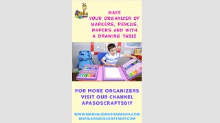 Organizer for Markers Pencils papers and with a Drawing Table  aPasos Crafts DIY [upl. by Elurd836]