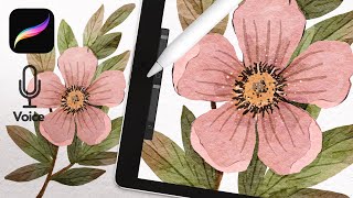 Watercolor Flower amp Botanical Painting Tutorial  Procreate Watercolor [upl. by Abshier67]