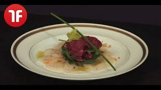 Recette de Noël  carpaccio de StJacques à lhuile dolive vanillée [upl. by Prochora]