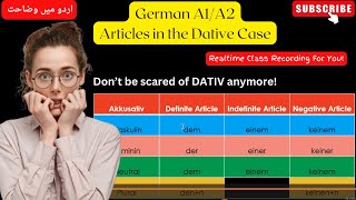 German A1A2 Dative Case I Articles in Dativ [upl. by Anahcra]