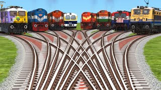 EIGHT TRAINS CROSSING AT DAIMOND🚭 RAILROAD TRACKS RISKY RAILROAD TRICKStrainz world4train [upl. by Ennaed]