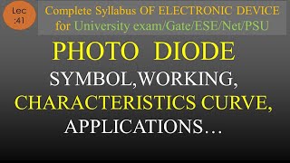 Lec41 Photo DiodeSymbol Working Characteristics Curve Application Advantage EDC  R K Classes [upl. by Yeleek]