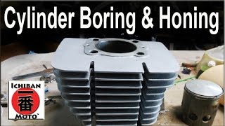 how to bore and hone motorcycle cylinders to oversize and fit pistons [upl. by Ahsitak690]