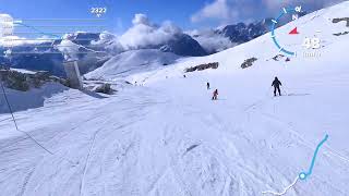 Alpe dHuez France blue ski run Couloir February 2022 [upl. by Giustino491]