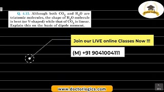 Although both CO2 amp H2O are triatomic molecules shape of H2O molecule is bent CO2 is linear [upl. by Rusert175]