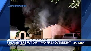 Flames going through the roof Two fires put out overnight in Northern Palm Beach County [upl. by Oremor]