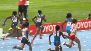 Carmelita Jeter 2011 World Championships 100m heat slow motion wwwmattybdeptcom [upl. by Ly325]