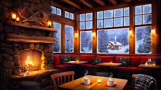 Cozy Ski Lodge Cafe Warm Winter Jazz Playlist Crackling Fire amp Coffee Shop Ambience [upl. by Ameyn]