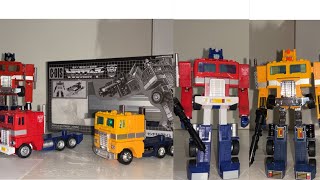 Transformers missing link sentinel vs generation one retro Optimus prime cab comparison video G1 [upl. by Edme289]