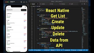 react native CRUD using API List update create edit and remove [upl. by Dnanidref722]